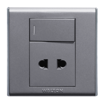 A82PSS10 Metallic Silver (2 Pin Socket with switch)