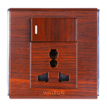 A83PUS13 Antique Wood (3 Pin Socket with Switch)