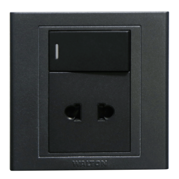 E42PSS10 Metallic Black (2 Pin Socket with switch)