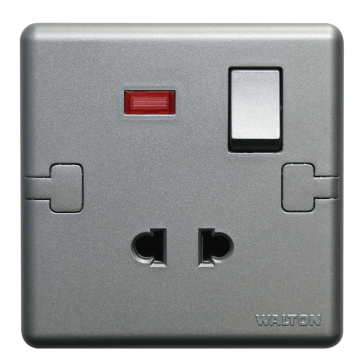 W12PS10 Metallic Silver (2 Pin Socket with switch)