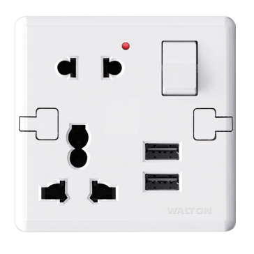 W12USBMSPW Pearl White ( 2 USB Charger & Multi Socket)