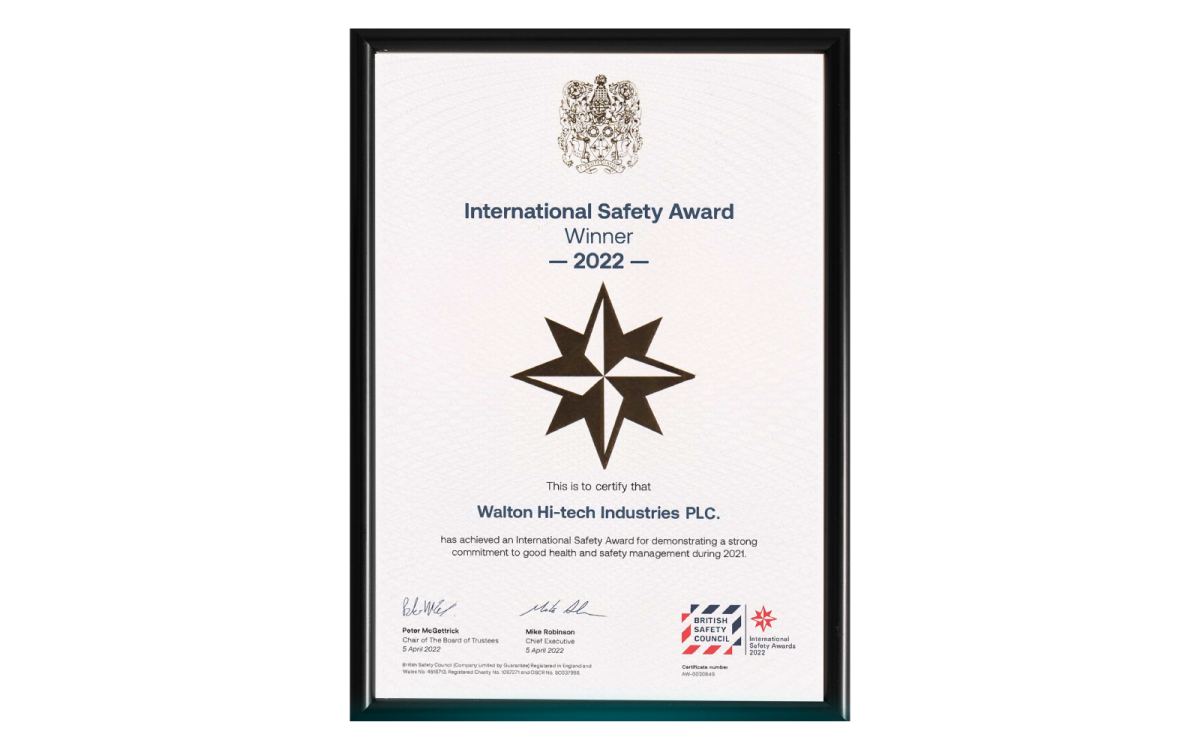 Walton achieved British Safety Council Award
