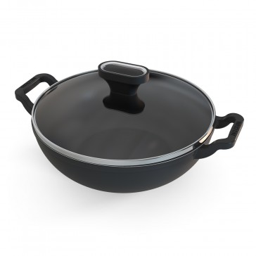 WCW- CAST IRON KADAI 24 CM WITH GLASS LID