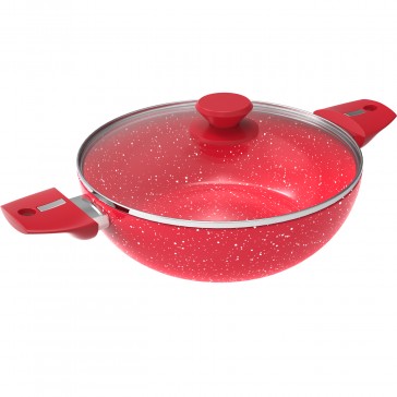 WALTON CERAMIC COATED WOK PAN WITH GLASS LID 24CM (WCW-WPCERAMIC24)