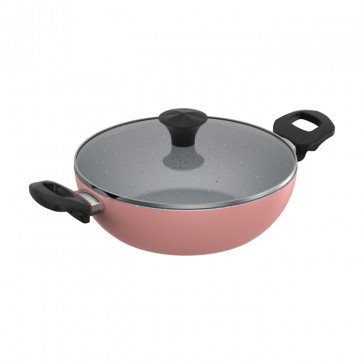WALTON WOK PAN WITH GLASS LID MULTICOLOR 28CM (WCW-WGM28)